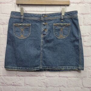 Y2K Old Navy Ultra Low Waist Stretch Denim Mini‎ Skirt Sz 10 Grunge Streetwear